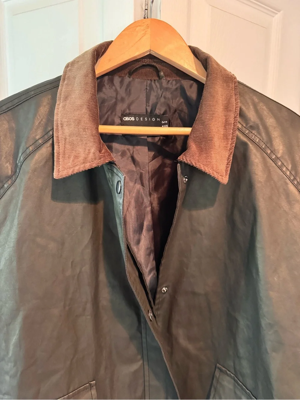 ASOS Brown Leather Utility Jacket with Contrasting Collar